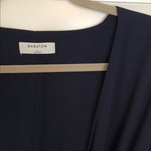 Babaton (Aritzia) navy “Wallace” wrap dress